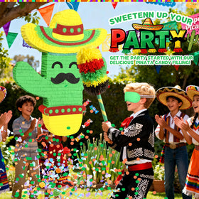 Pardecor cactus pinata creates a fun photo backdrop and party game.