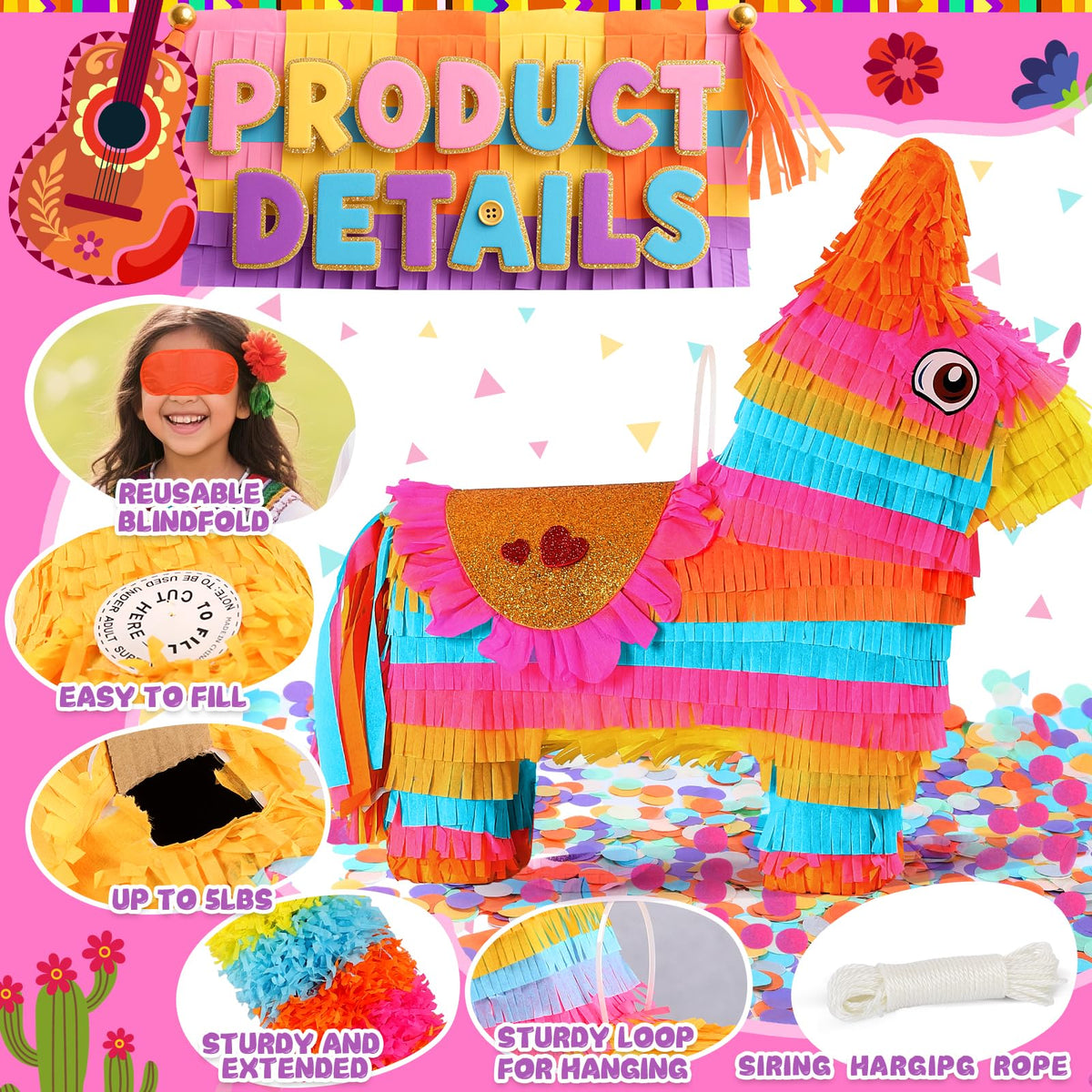 Pardecor piñata with pre-cut filling opening for quick candy loading.