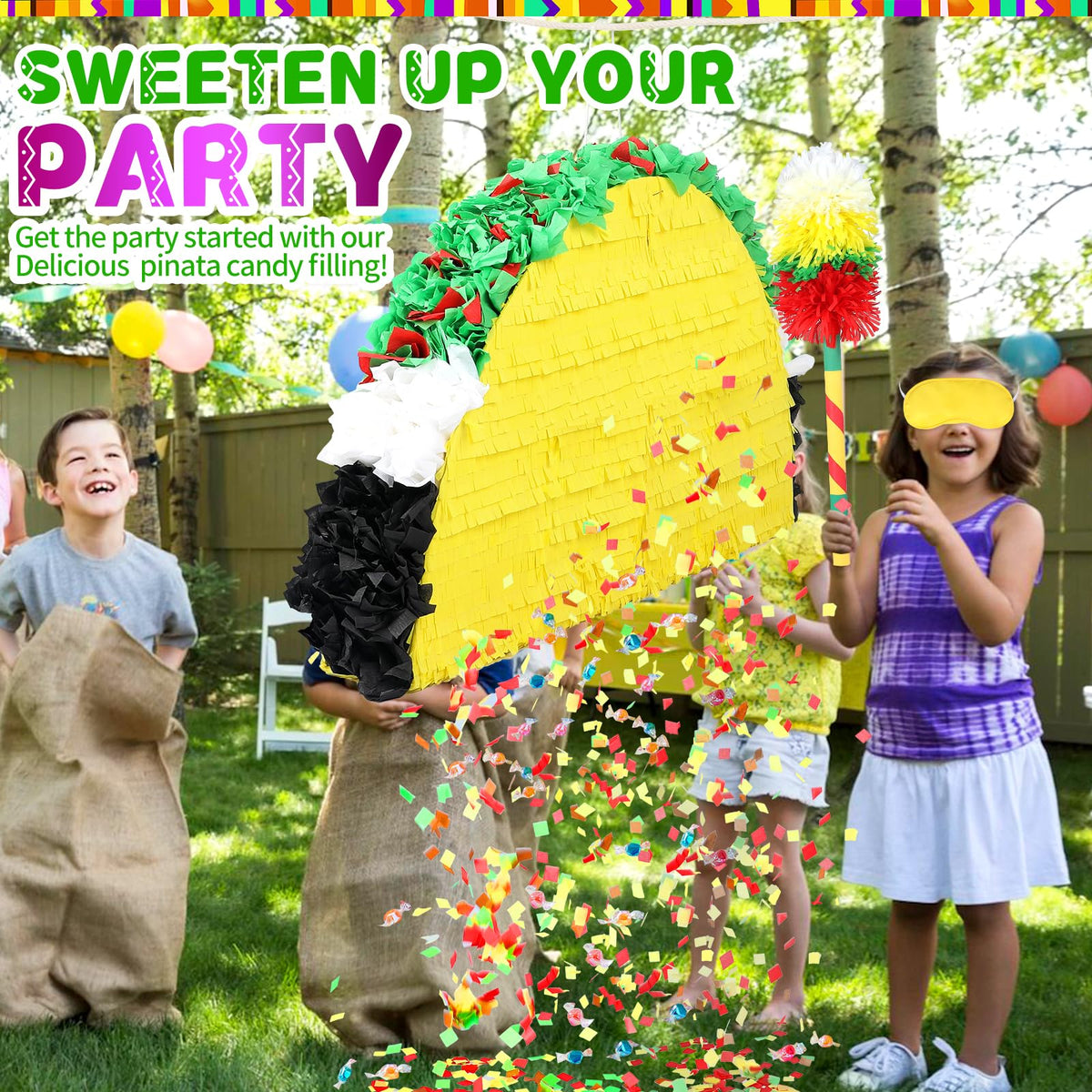 Pardecor taco pinata hanging loop keeps display stable for safe play.