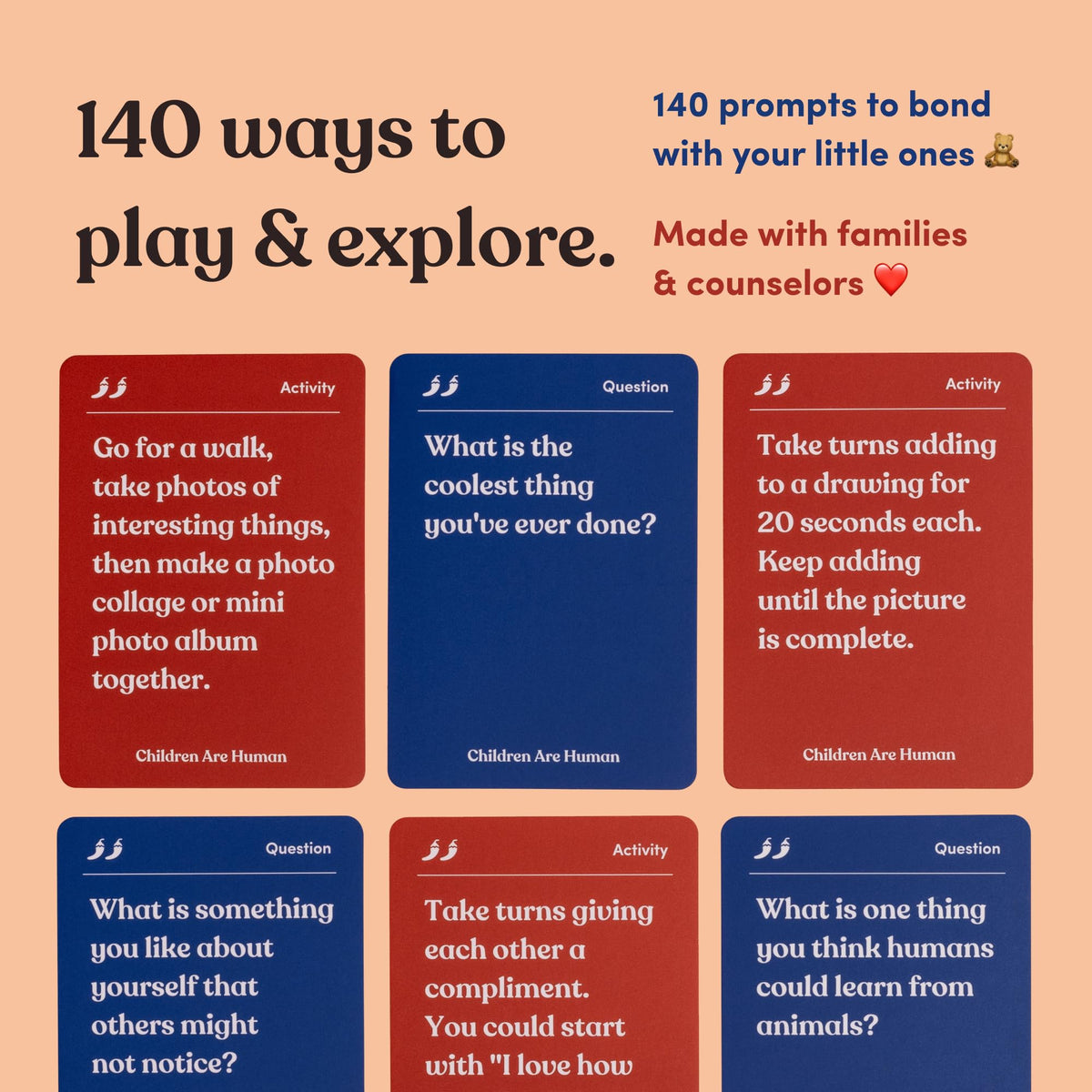 Parents Are Human 40 Activity Cards spark creativity and shared adventures.