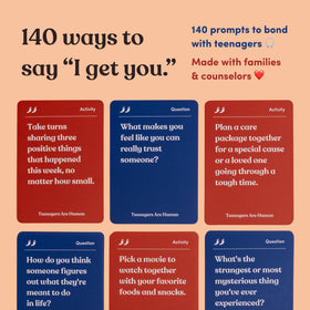 Parents Are Human level 1 topics card introduces light conversations for comfort