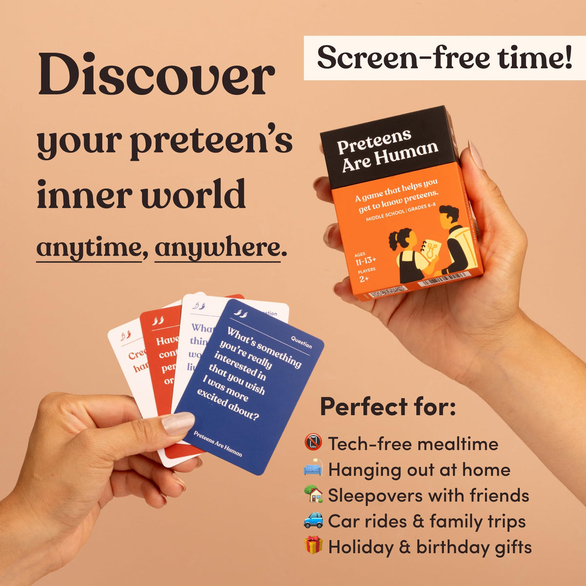 Parents Are Human Preteens 40-activity cards spread for playful shared experiences.