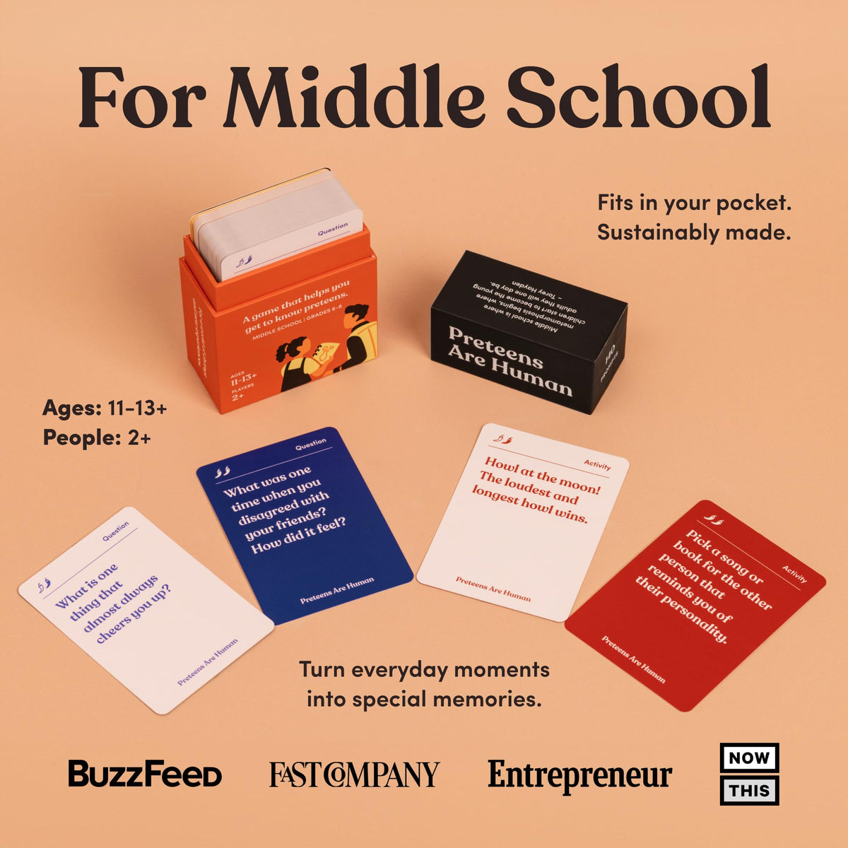 Parents Are Human Preteens level-1 conversation cards spread ready for easy topics.