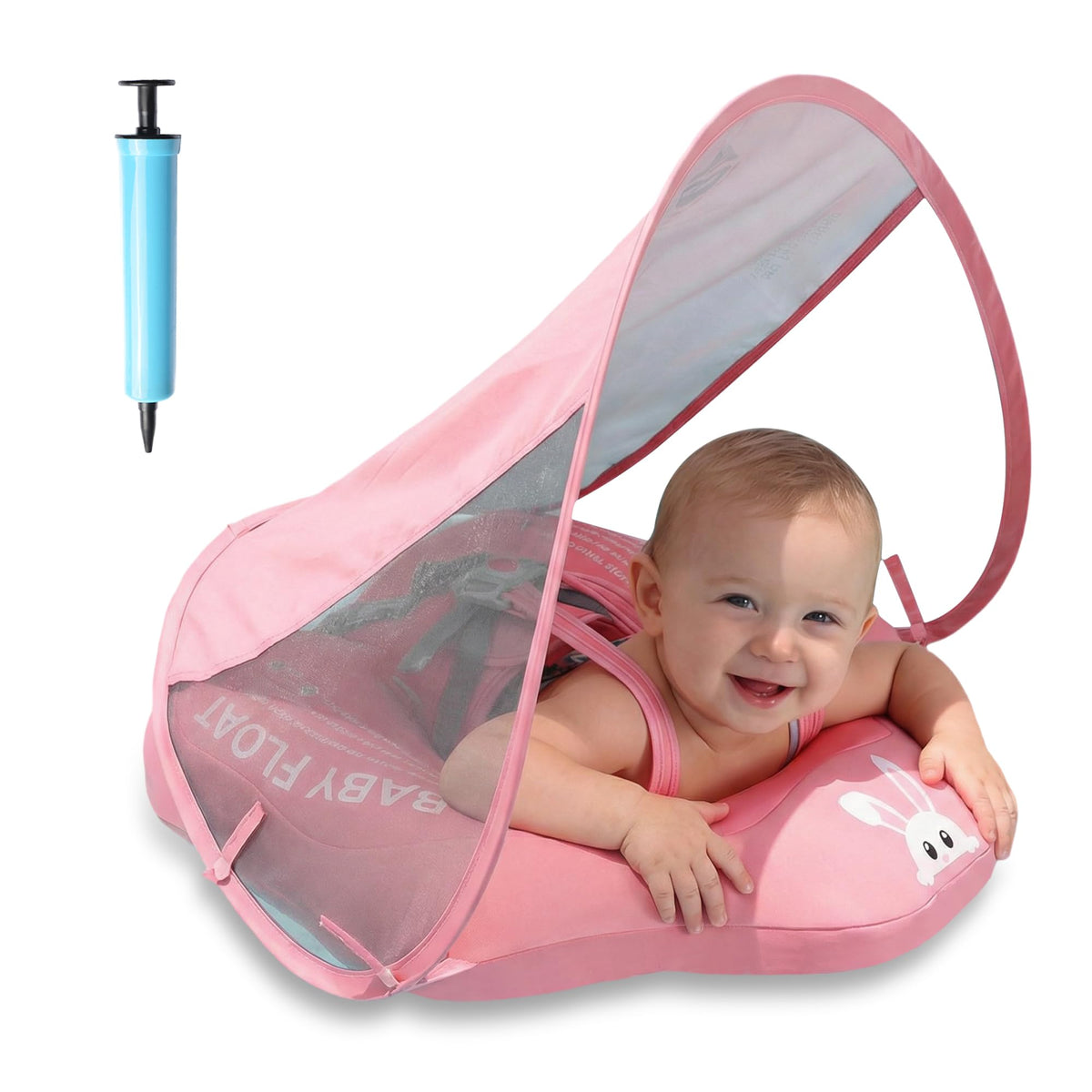 Parentswell baby float with canopy provides UPF50+ sun protection for outdoor swimming.