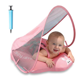Parentswell baby float with canopy provides UPF50+ sun protection for outdoor swimming.