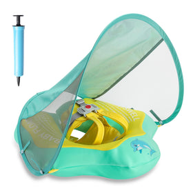Parentswell baby float with canopy offers UPF50+ shade for sunny pool days