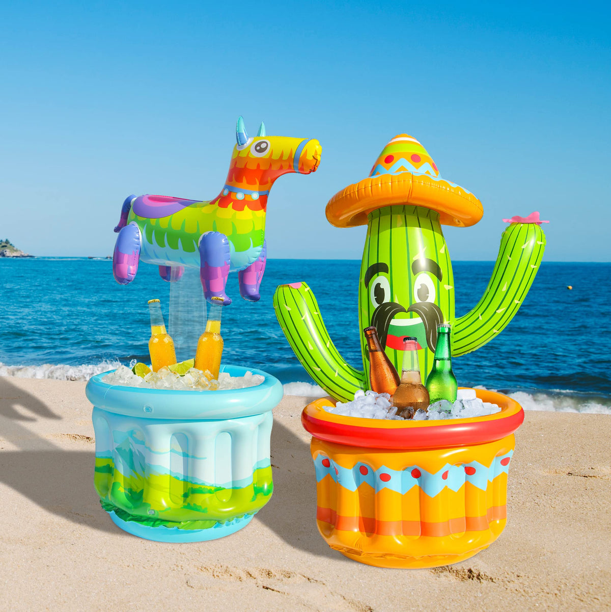 PARENTSWELL cactus cooler 26-inch diameter holds ice and drinks.