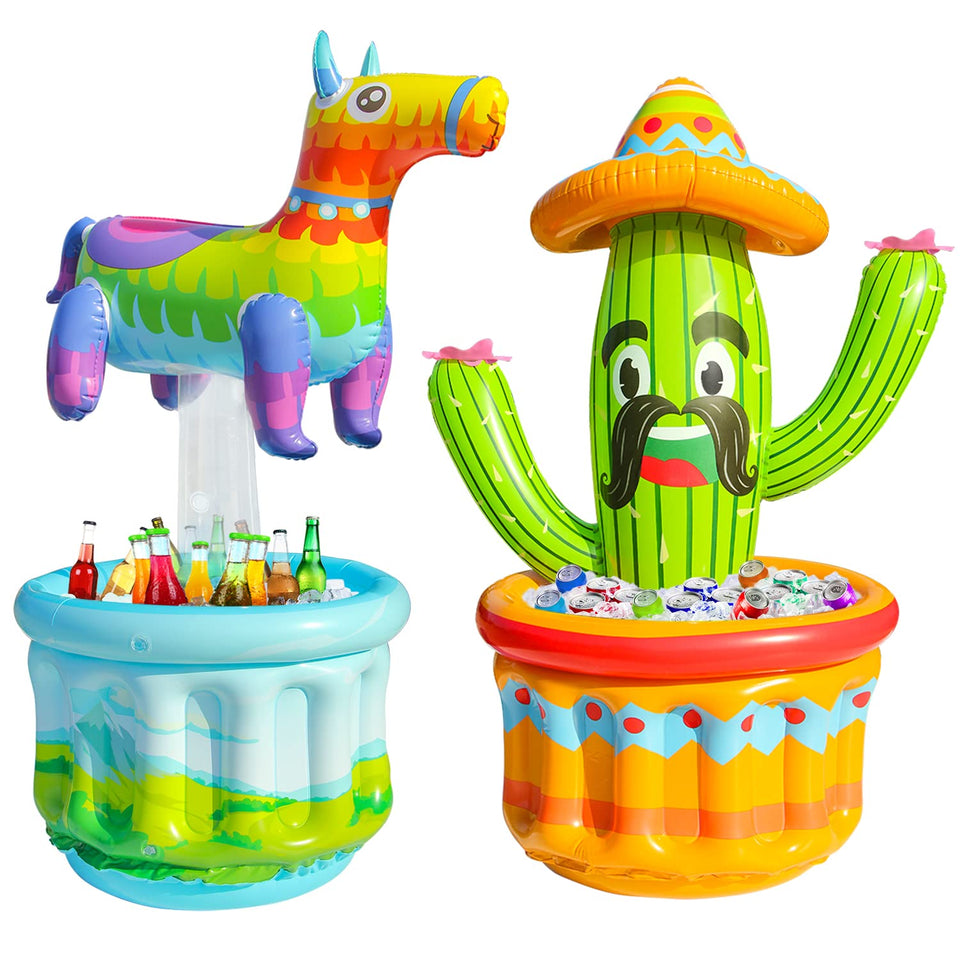 PARENTSWELL cactus drink cooler with sombrero keeps beverages cold at outdoor fiestas.