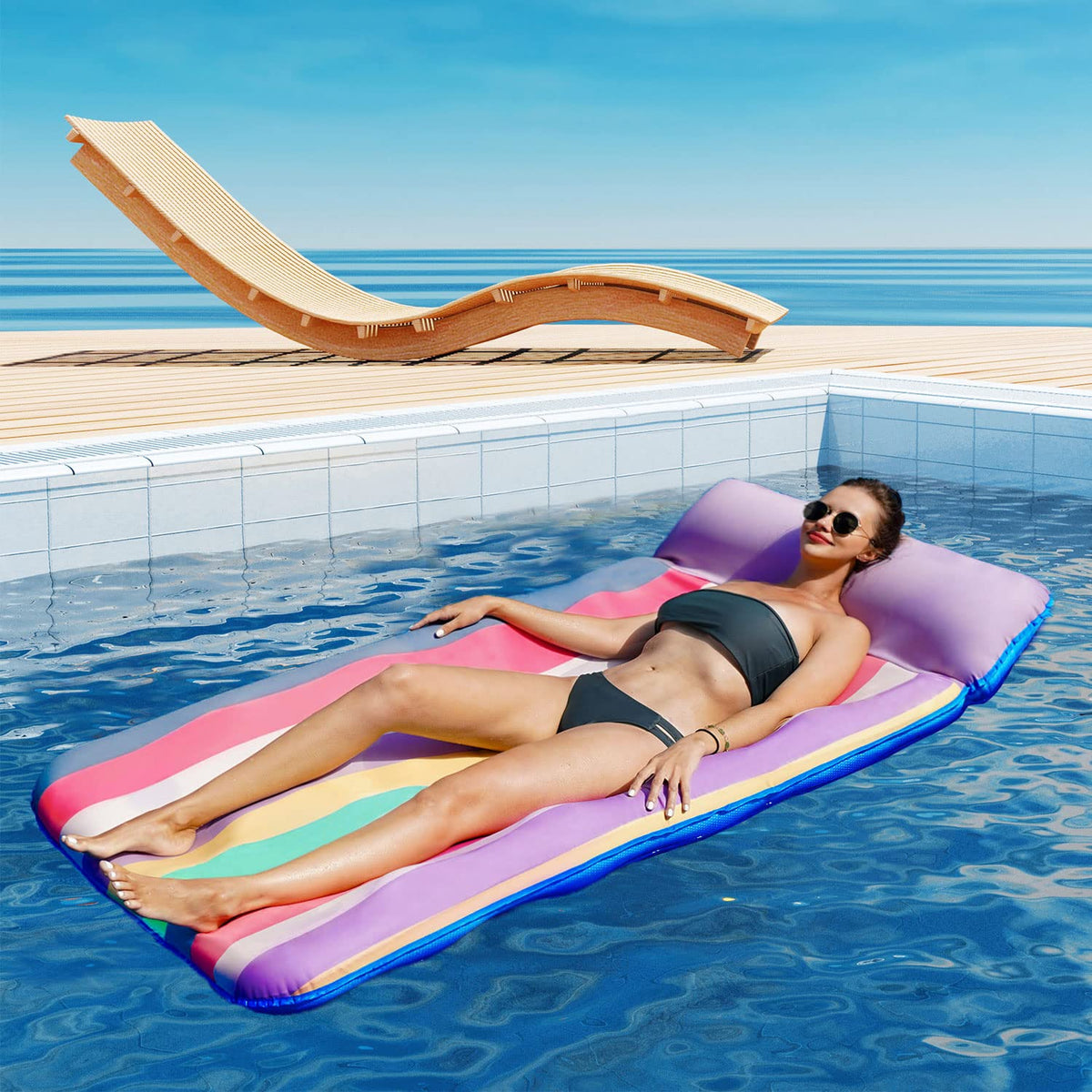 Parentswell cooling-pocket pool float with built-in water flow pockets.
