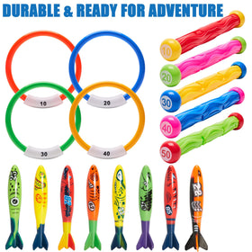 PARENTSWELL diving sticks in vibrant hues designed for easy grabbing during practice