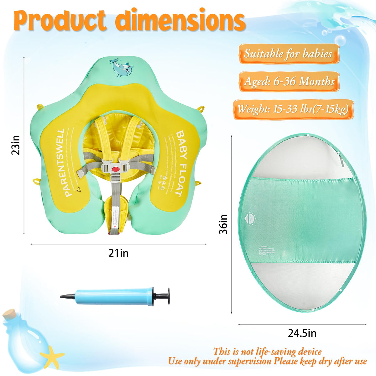 Parentswell fabric-covered baby float stays cool and comfortable under sun