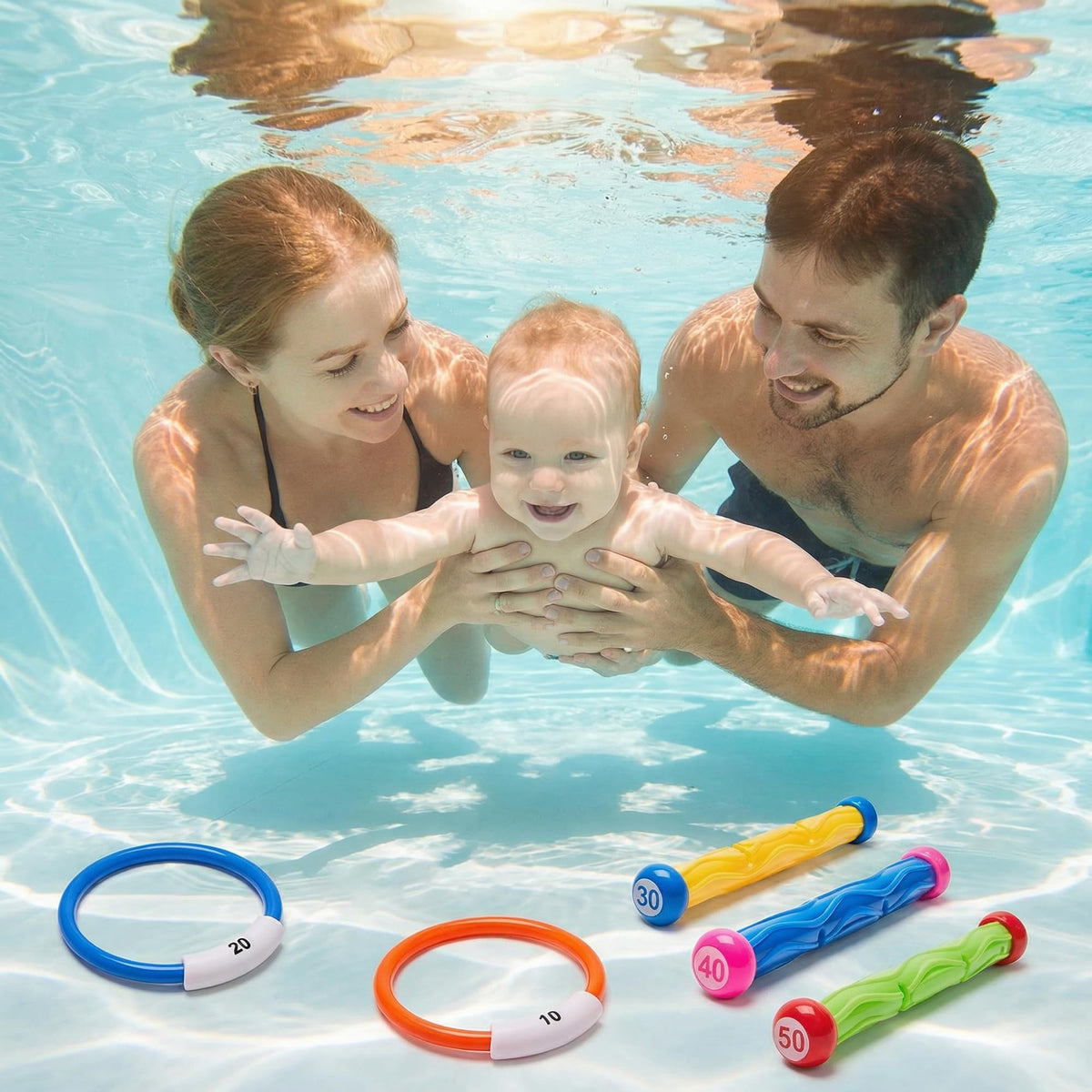 PARENTSWELL family pool games toys collection supports cooperative water play