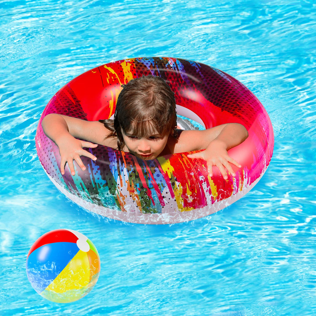 PARENTSWELL family enjoying water play with floats in a sunny yard