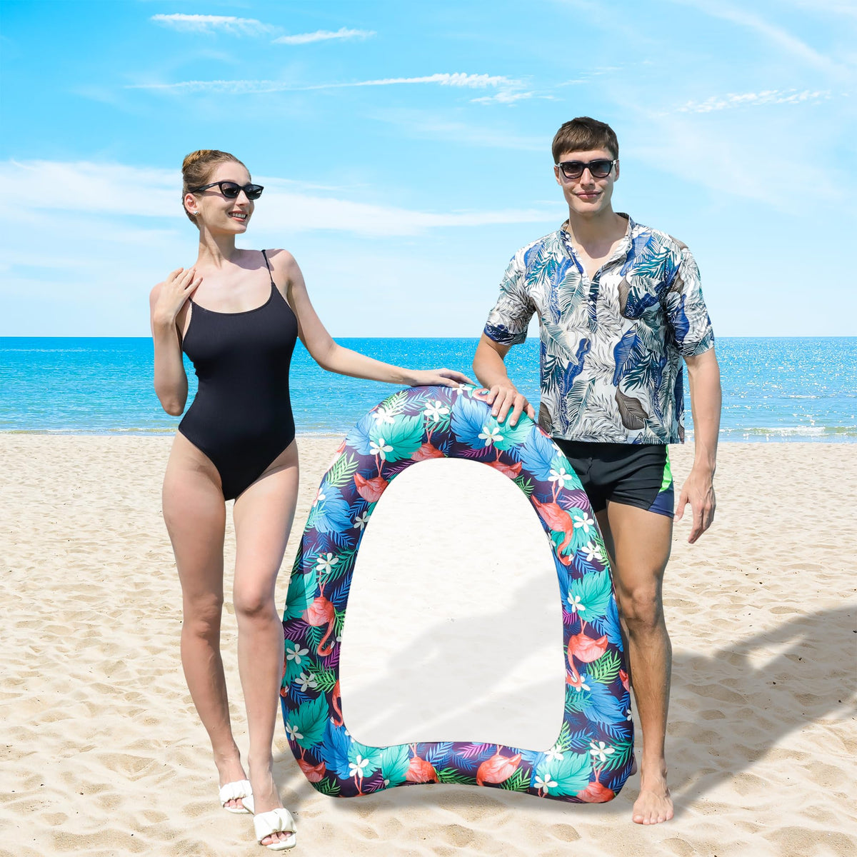 Parentswell flamingo pool chair float ideal for lakes and beaches for relaxed recreation.