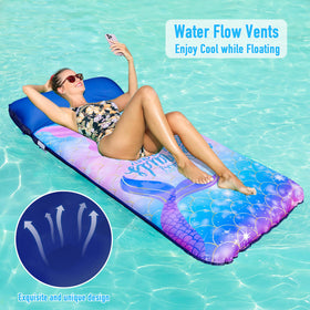 PARENTSWELL Mermaid fabric-covered lounge emphasizes soft touch and breathable material for sunbathing.