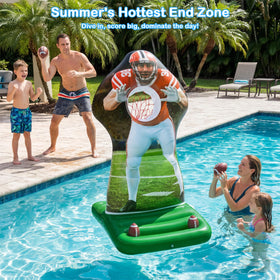 Parentswell pool games set 58-inch inflatable football toss with large surface.
