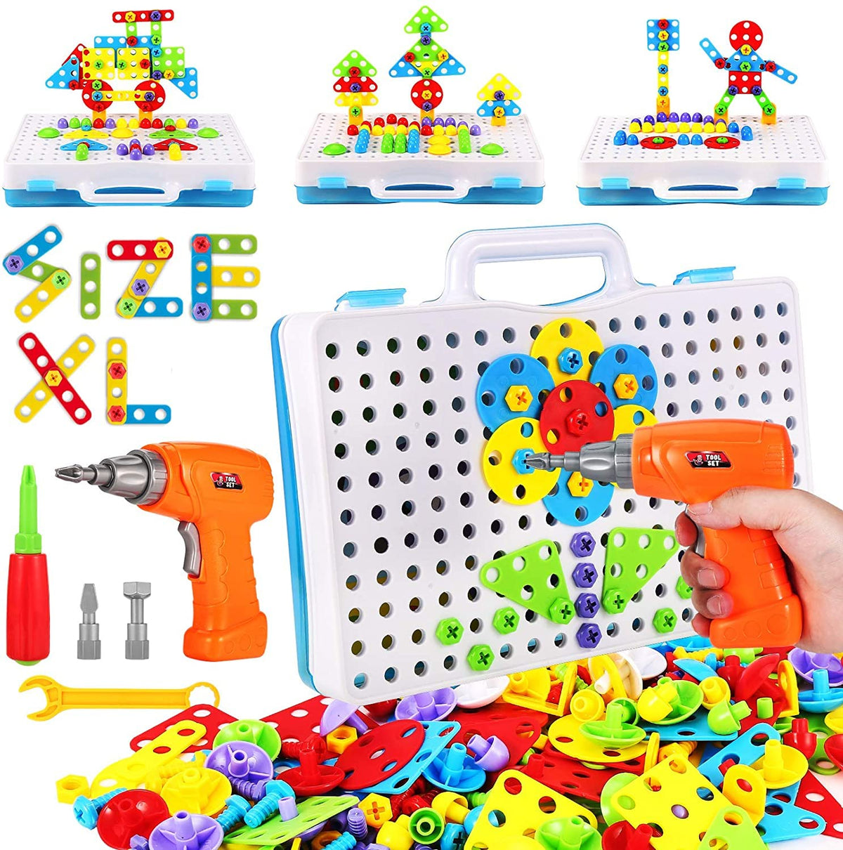 Parhlen building blocks storage case with tools shows easy cleanup and organization