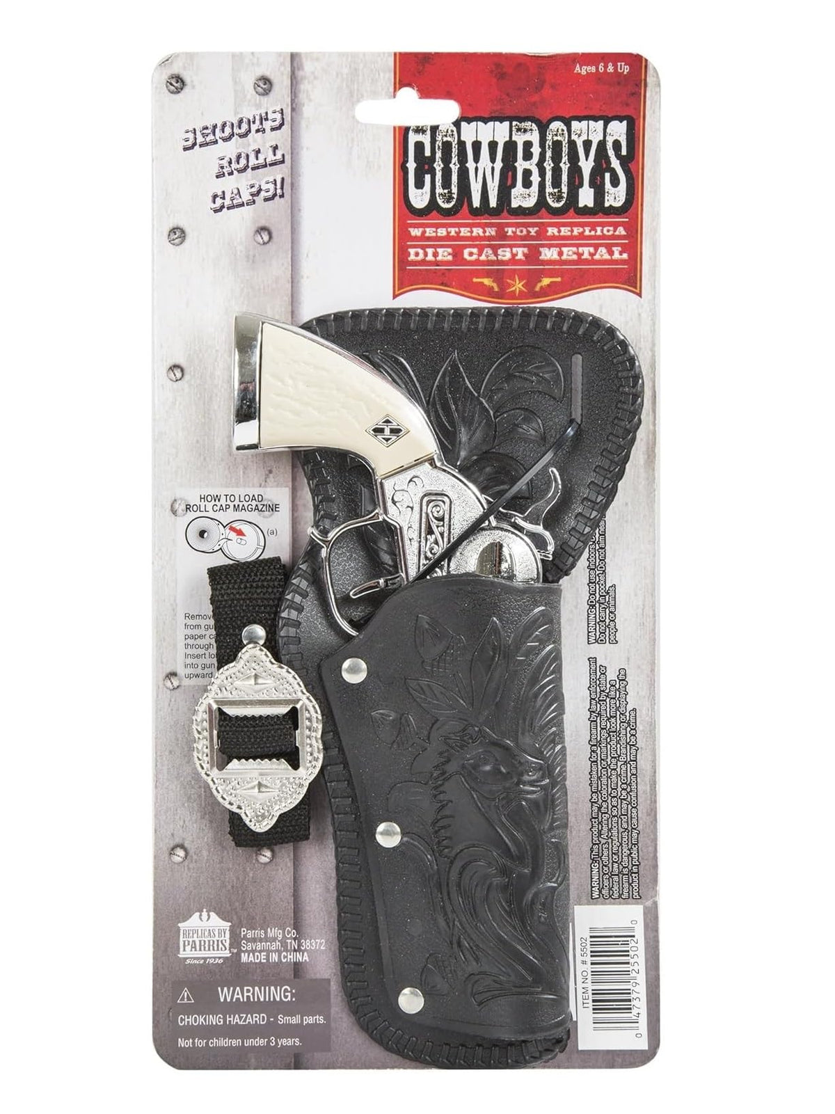 Parris Stagecoach single holster set packaging appears sturdy and ready for collection.