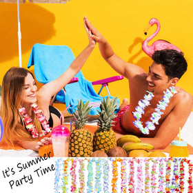 PARSUP Hawaiian leis wall decor display, quick tropical ambiance for parties.