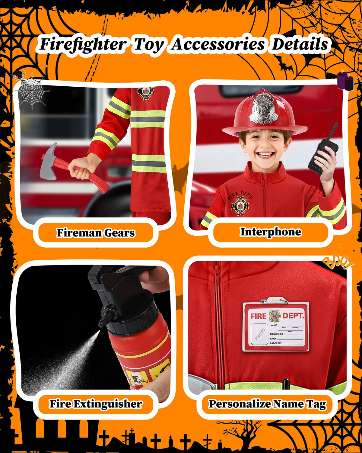 PARTTELY firefighter helmet for kids, safe headgear for costume adventures