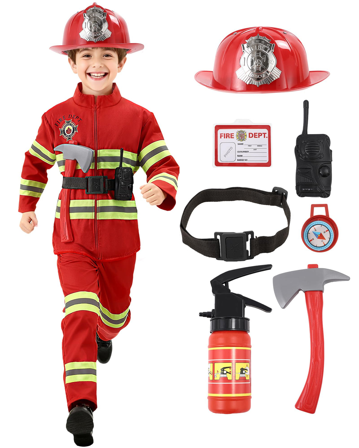 PARTTELY firefighter jacket for kids, durable costume for imaginative rescue play