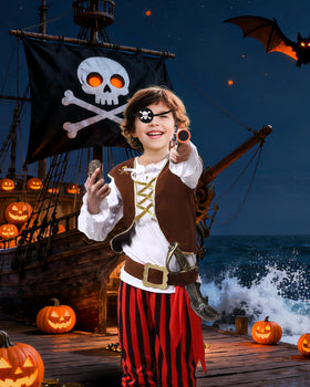 PARTTELY pirate costume set box keeps everything organized.