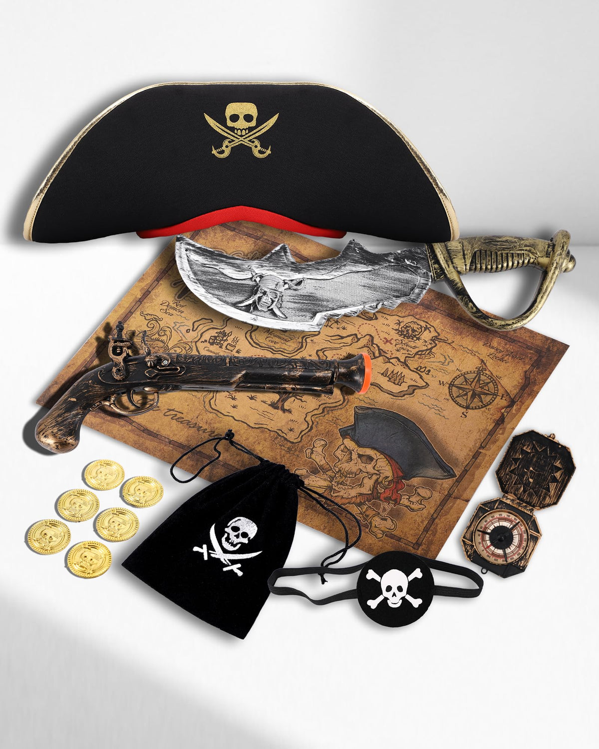 PARTTELY pirate vest with shirt, layered costume piece