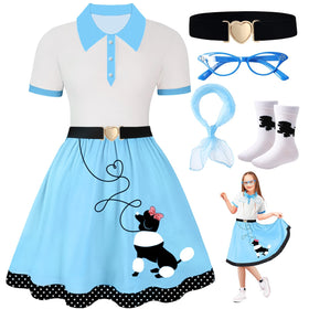 PARTTELY blue poodle skirt design enhances retro party style.