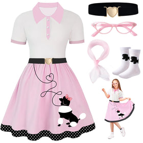 PARTTELY pink poodle skirt for retro 50s party looks and dances.