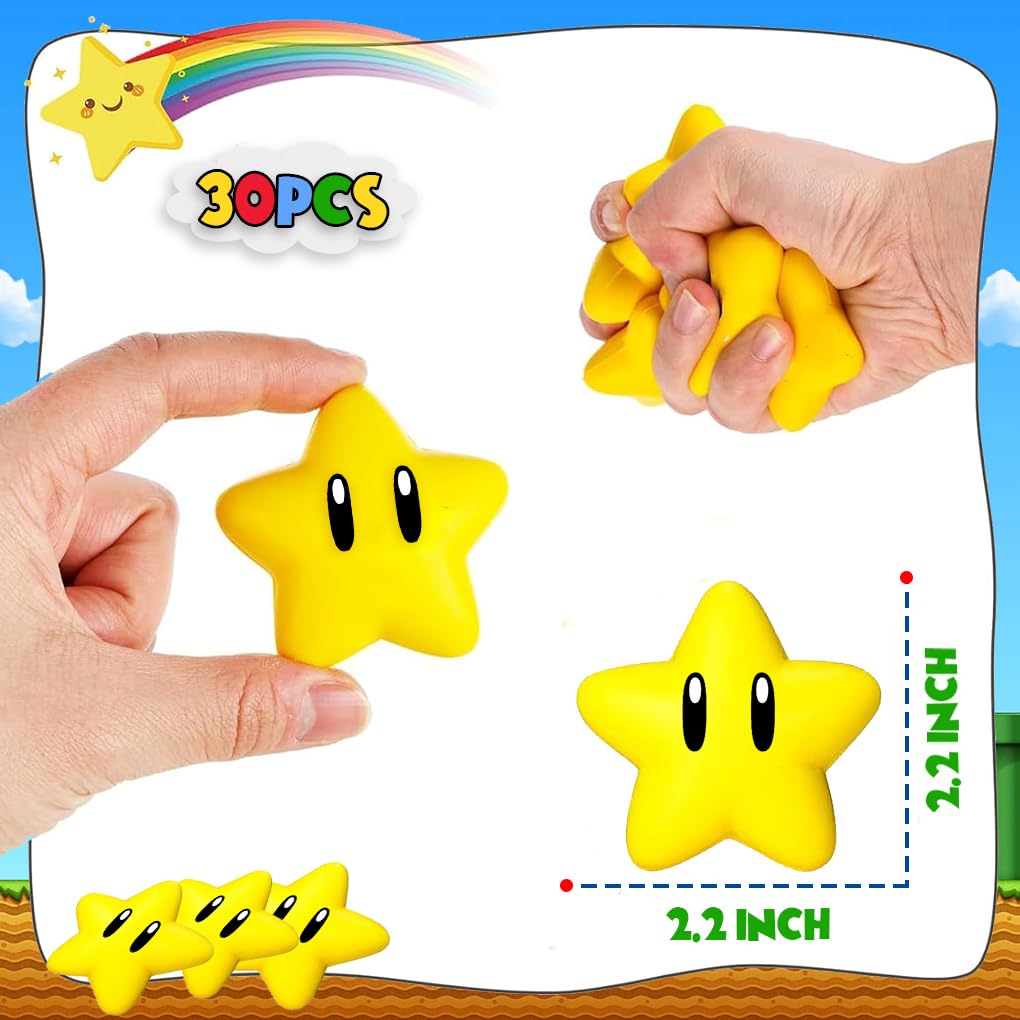 PARTVON Video Game Star Stress Ball with eye print, ideal for decorations and interactive play.