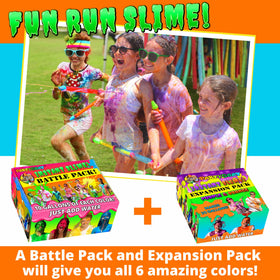Party GOAT color run slime bucket setup for a themed event.