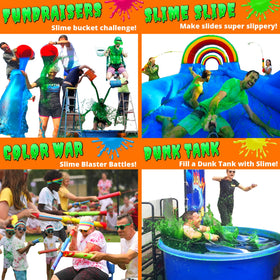 PARTY GOAT green slime pouring into a tub for play.