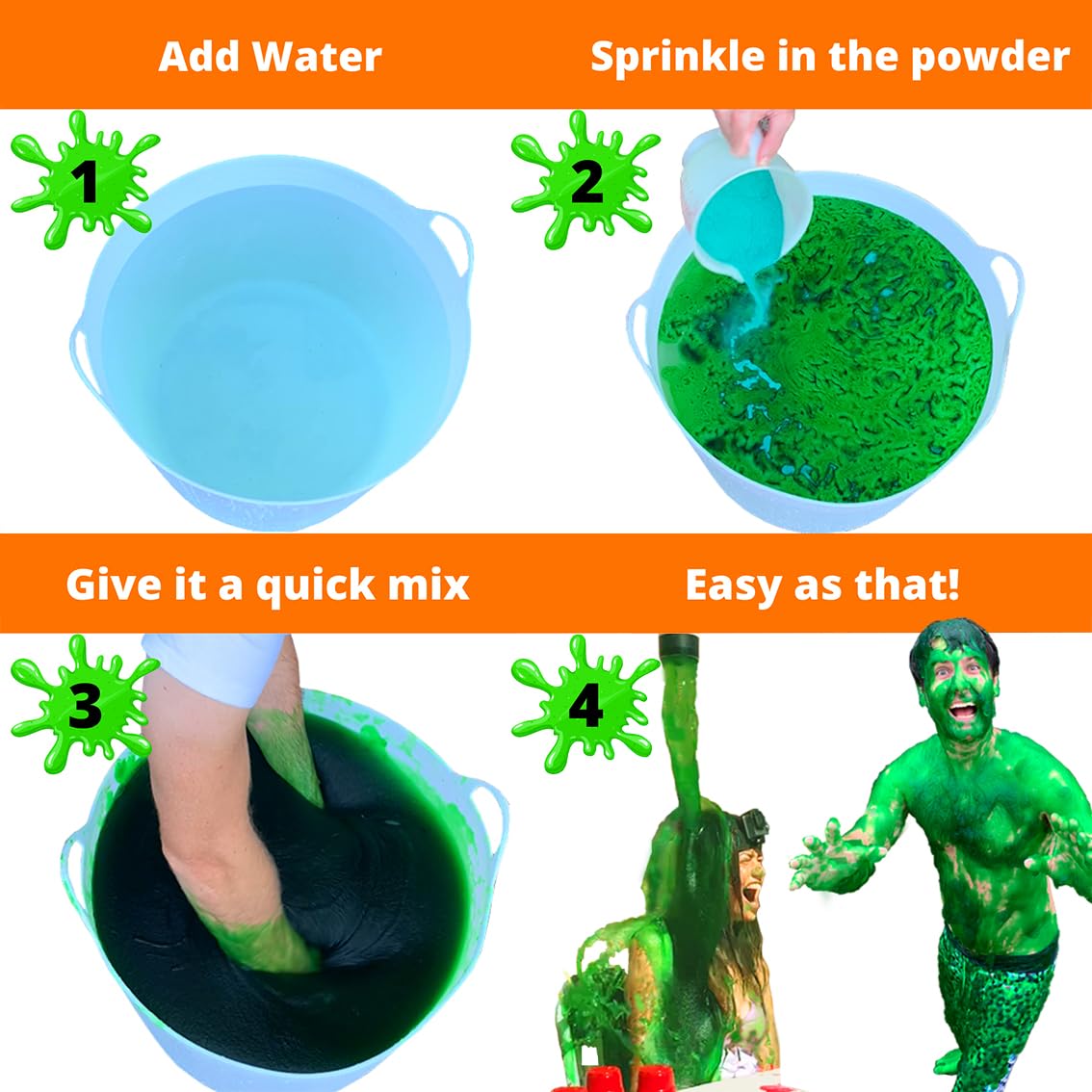 PARTY GOAT slime mixing with water to create large batch slime.