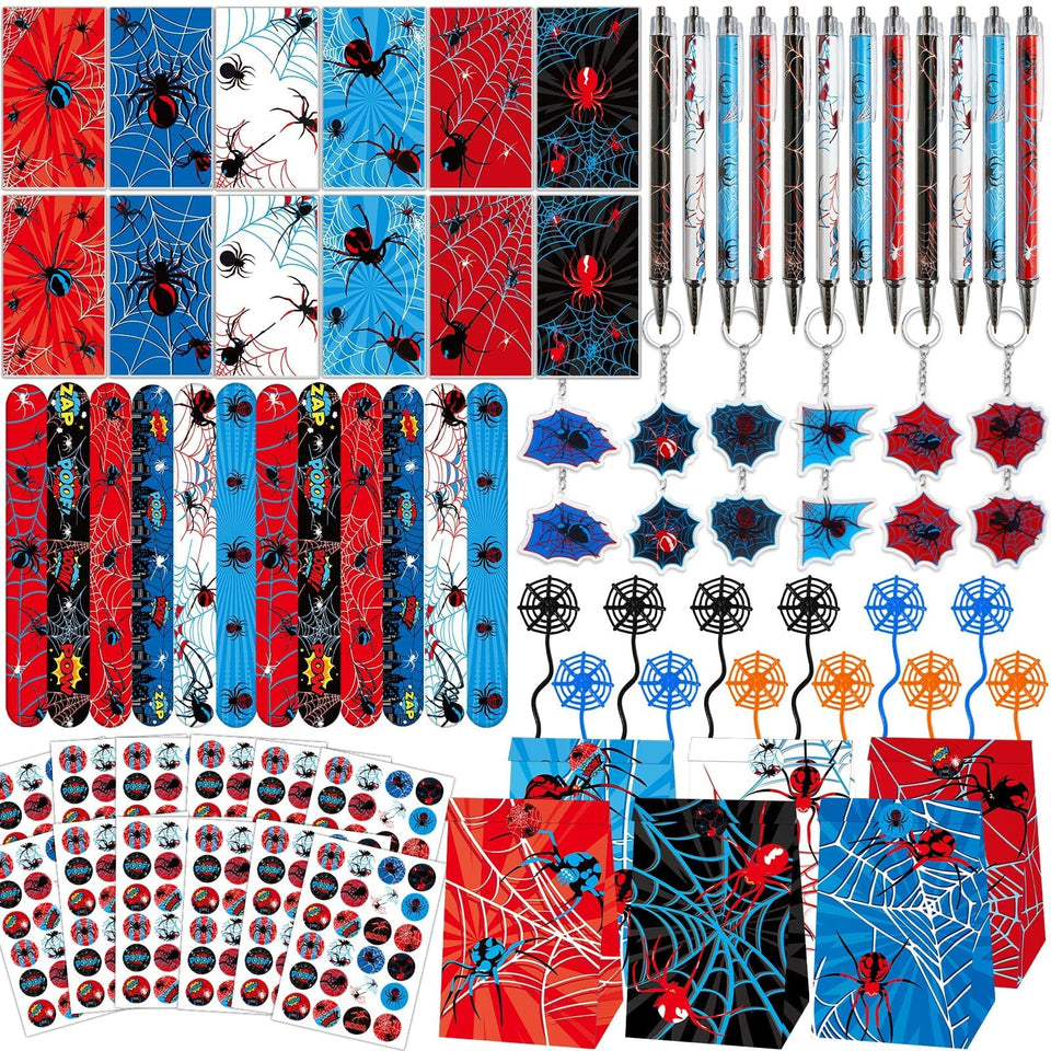 Party Greeting 84pcs spider party favors set with varied contents for gifting