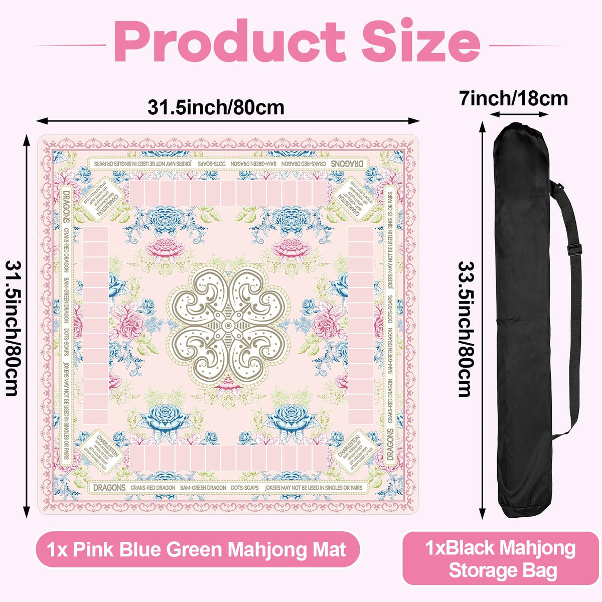 Party Greeting black carrying bag stores the mat compactly for travel
