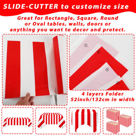 Cut-to-size table cover adapting to rectangle, square, round, or oval tables