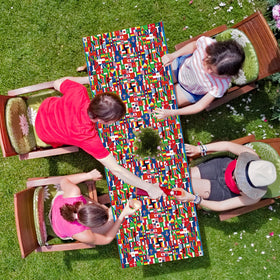Party Greeting durable plastic tablecover provides sturdy protection for meals and drinks.
