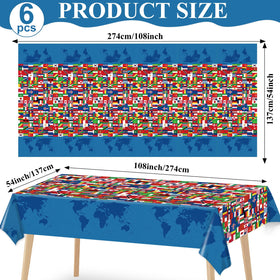 Party Greeting flag-themed disposable tablecover for quick cleanup after celebrations.