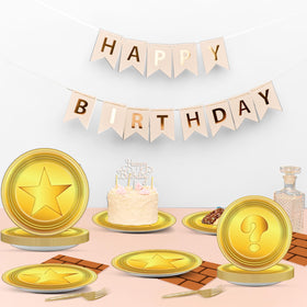 Party Greeting Gaming tableware closeup shows durable, vibrant graphics