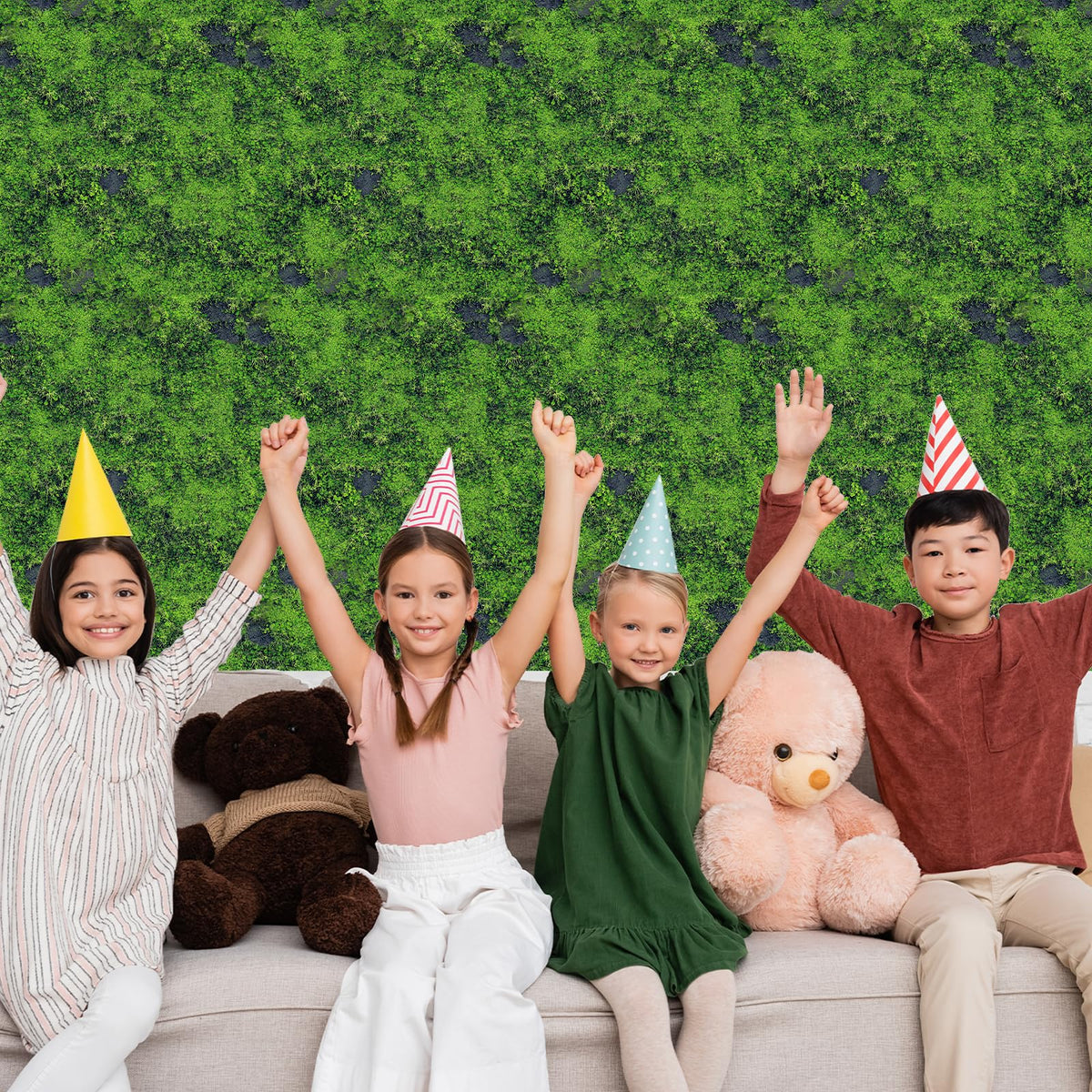 Party Greeting green moss tablecloth disposable design makes post-party cleanup quick.