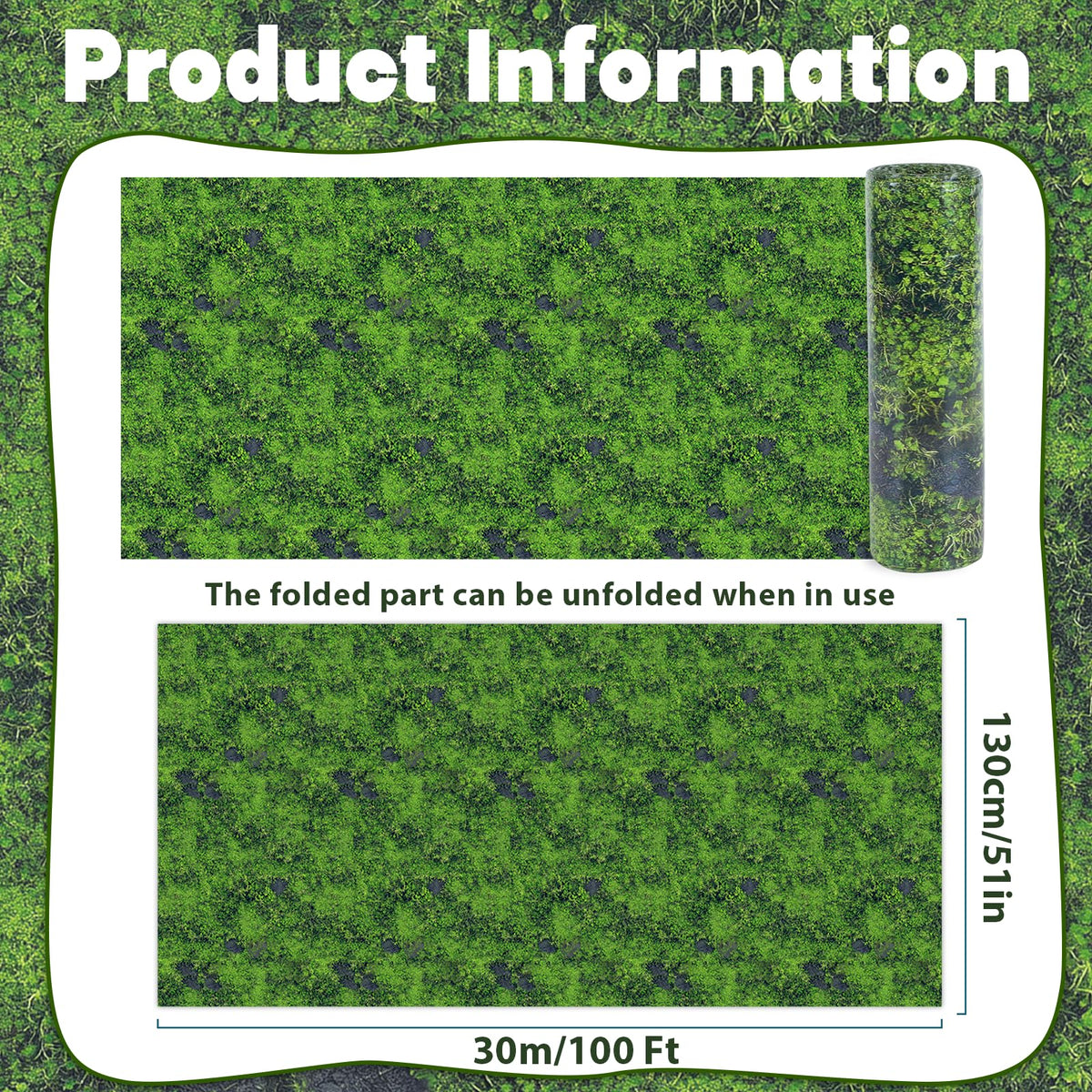 Party Greeting green moss tablecloth leaves closeup highlights realistic greenery for natural decor.