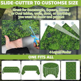 Party Greeting green moss wall backdrop forest theme creates photo-worthy nature scene.