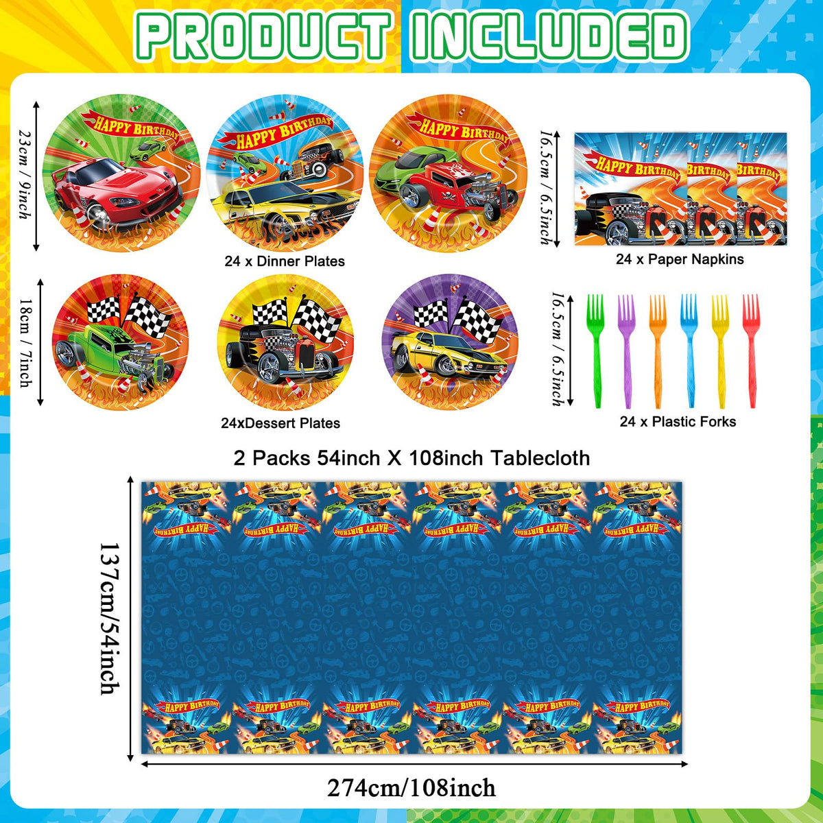 Party Greeting race car dessert plates 7in perfect for sweet treats.