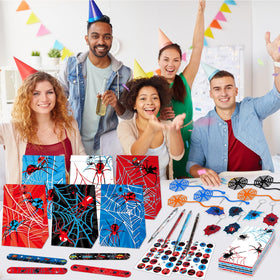 Party Greeting slap bracelets with spider motif for interactive party fun