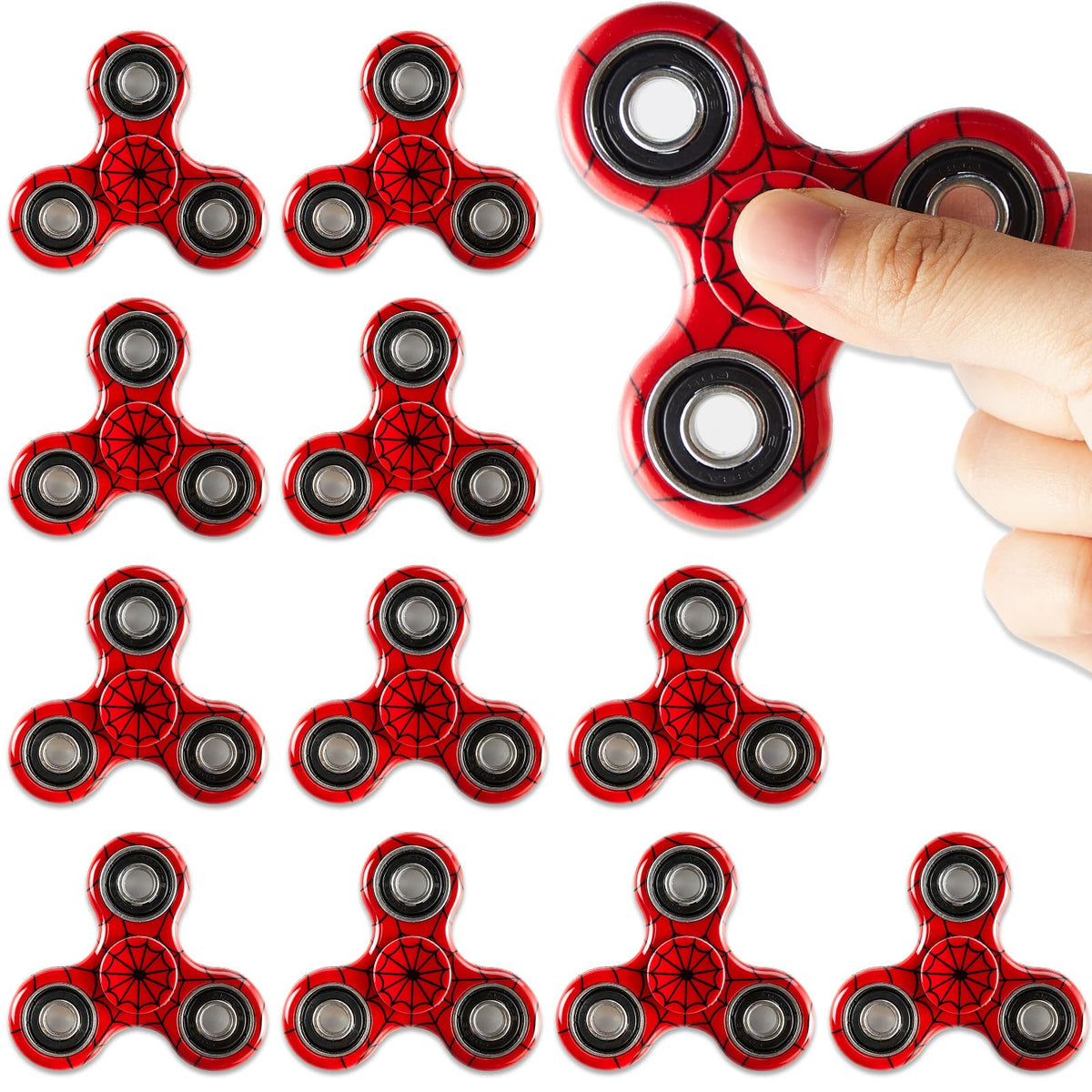 Party Greeting spiderweb spinner set: 12-pack in red, ideal for group play and party fun