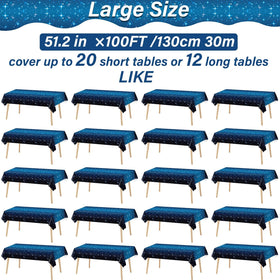 Party Greeting starry night tablecloth detail showcases twinkling stars to elevate birthday party tables.