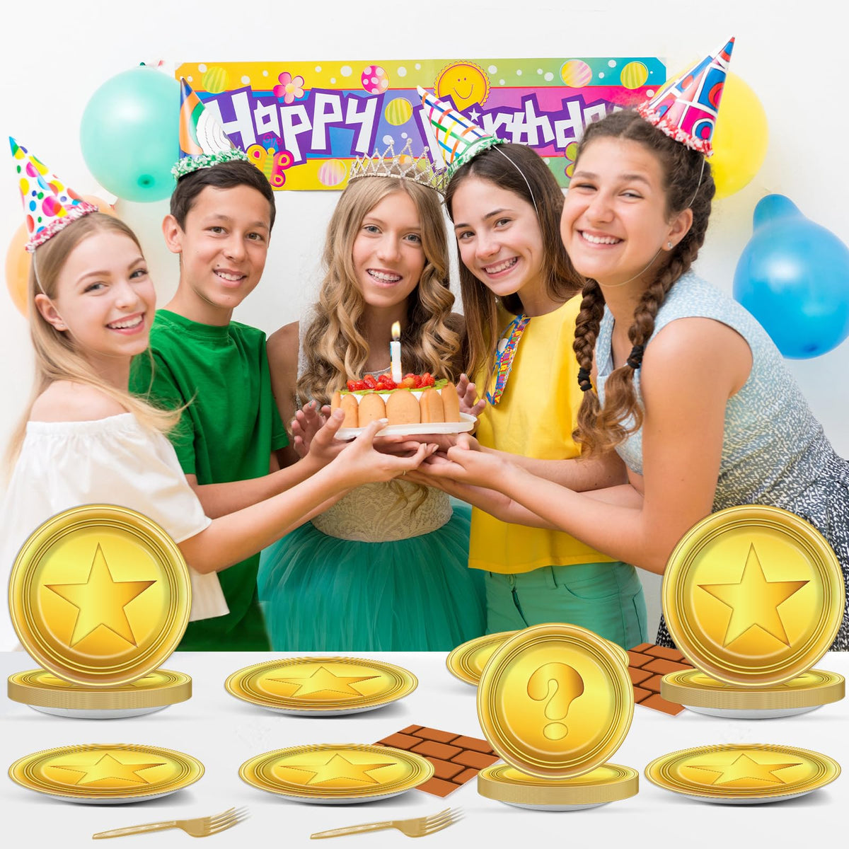 Party Greeting Video Game Theme Decor banner creates cohesive gaming vibes