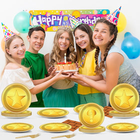 Party Greeting Video Game Theme Decor banner creates cohesive gaming vibes