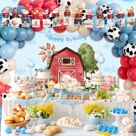 Party Inspo crown and poster accents complete the farm theme.