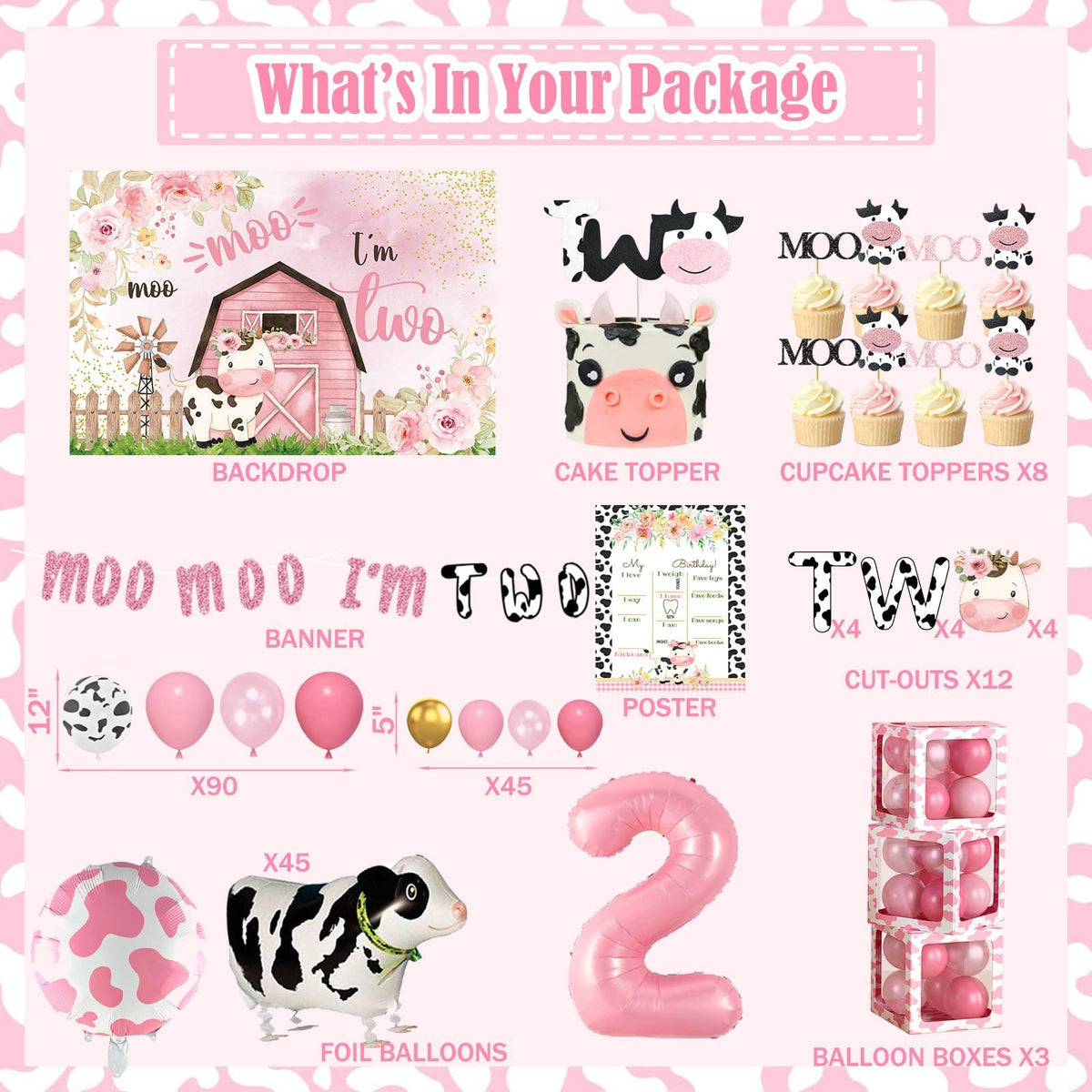 Party Inspo Moo Moo Im Two balloons 90x12 create a lively celebration focal point